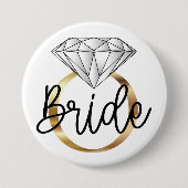 花嫁 ダイヤモンド ゴールド 婚約指輪 缶バッジ (正面)