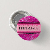 花嫁。ピンクグリッターダイヤモンド及びレース 缶バッジ (正面&裏面)