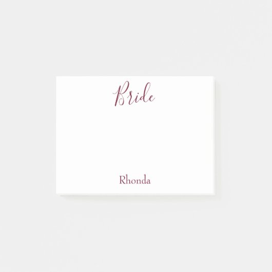 花嫁 ホワイトとバーガンディ ポストイット (正面)