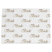 花嫁 ホワイト ゴールド エレガント 筆記体 ラージペーパーバッグ (正面)