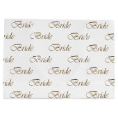 花嫁 ホワイト ゴールド エレガント 筆記体 ラージペーパーバッグ (裏面)