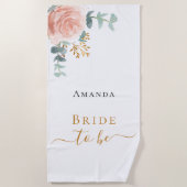 花嫁 ローズゴールド フローラル ユーカリ バチェロレッテ ビーチタオル (正面)