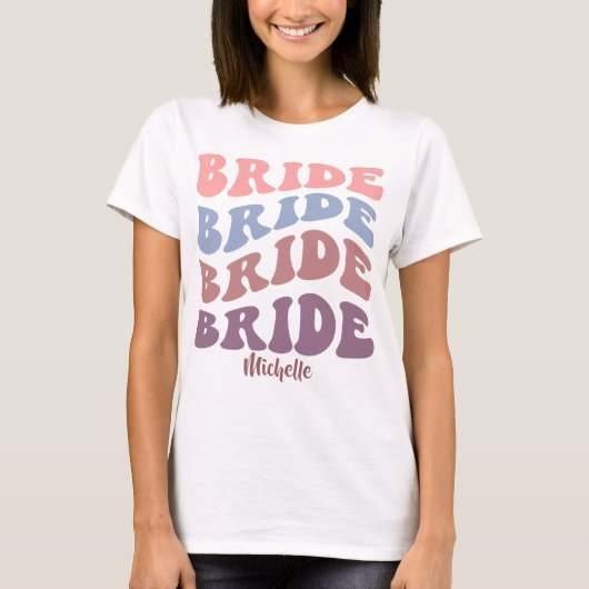 花嫁 - 新婦/ハニーパーティー。名前を編集可能 Tシャツ (正面)
