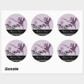 花嫁&新郎プラムヴィンテージチャーピングバードステッカー ラウンドシール (シート)