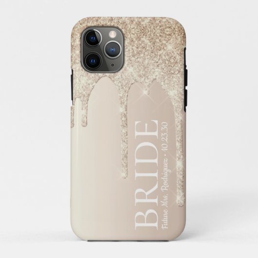 花嫁 未来の奥様 ゴールド グリッター ドリップ Case-Mate iPhoneケース (裏面)