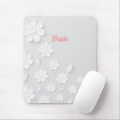 花嫁、白い花柄の白。 マウスパッド (マウス)