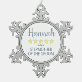 花嫁・結婚式場 5つ星の新郎の継母 スノーフレークピューターオーナメント