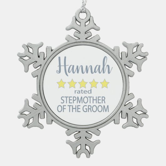 花嫁・結婚式場  5つ星の新郎の継母 スノーフレークピューターオーナメント (正面)