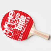 花嫁;緋色の赤ストライプ色 卓球ラケット (横)