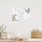 花嫁 花婿のシグネチャードリンク バーメニュー ピンク ポスター (キッチン)