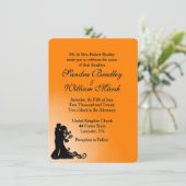 花嫁、花婿 オレンジとブラックの結婚式招待状 招待状 (スタンド正面)