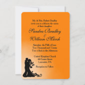 花嫁、花婿 オレンジとブラックの結婚式招待状 招待状 (正面)