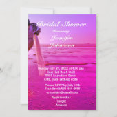 花嫁 & 花婿 パープルサンセットビーチ ブライダルシャワー 招待状 (正面)