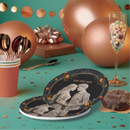 花嫁 & 花婿 結婚式 オーダーメイド ペーパープレート (複数)