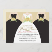 花嫁 & 花嫁の友人たちへの結婚前お披露目パーティー招待状（ブラック） 招待状 (正面/裏面)