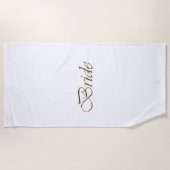 花嫁、金ゴールドスエレガントクリッ結婚ク・ホワイト ビーチタオル (正面)