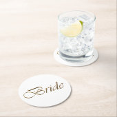 花嫁、金ゴールドスクリプトエレガントシックブライダルシャワー ラウンドペーパーコースター (インサイチュ)