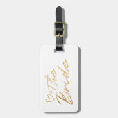 花嫁-金ゴールドフェイクなホイルの荷物のラベル ラゲッジタグ (正面縦)