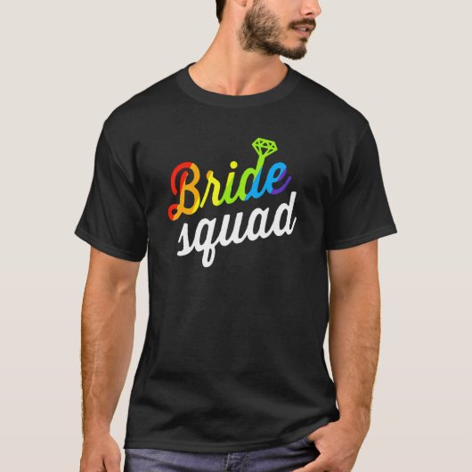 花嫁 LGBT レインボーフラッグ レズビアン ブライズパーティー Tシャツ (正面)