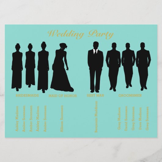 花嫁COの青い金ゴールドの水玉模様の結婚披露宴 プログラム (裏面)