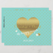 花嫁COの青い金ゴールドの水玉模様の結婚披露宴 プログラム (正面/裏面)