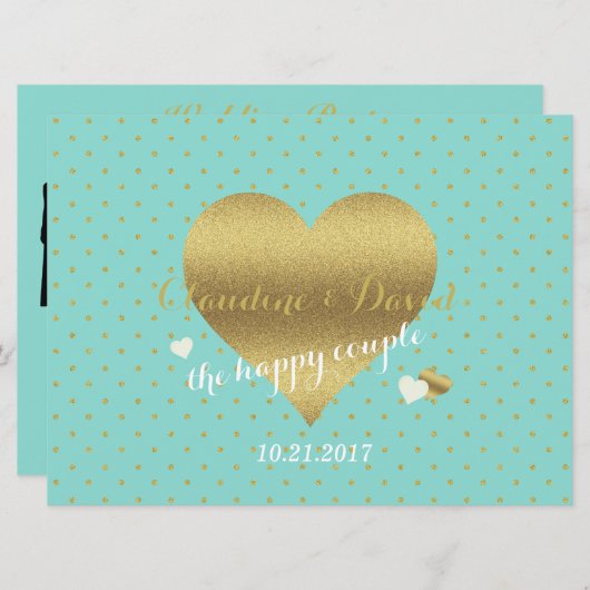 花嫁COの青い金ゴールドの水玉模様の結婚披露宴 プログラム (正面/裏面)