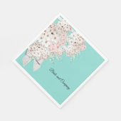 花嫁COフラワーズ&ラティスティール(緑がかった色)ブルーシャワーパーティー スタンダードランチョンナプキン (角)