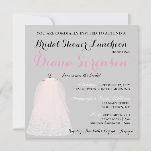 花嫁CO何かピンクこ来この花嫁パーティー 招待状 (裏面)