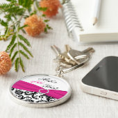 花嫁Keychainのピンク、黒い、白人の母 キーホルダー (側面)