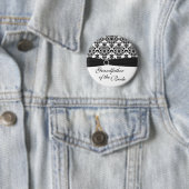 花嫁Pinの黒い、白人のダマスク織の祖父 缶バッジ (インサイチュ)