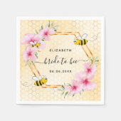 花嫁toビーピンク花模様ハニカムブライダルシャワー スタンダードカクテルナプキン (正面)