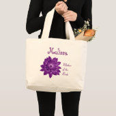花嫁V2の紫色の花の名前をカスタムするの母 ラージトートバッグ (正面(商品))