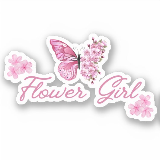 花少女ピンクの蝶キュウキュウミニマル シール (正面)