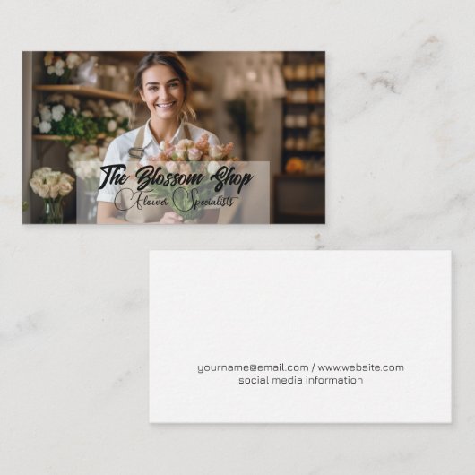 花屋さん顧客のために花を配置する 名刺 (正面/裏面)