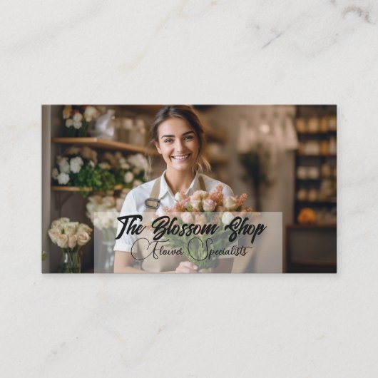 花屋さん顧客のために花を配置する 名刺 (正面)