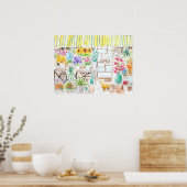 花屋と猫のインクと水彩 ポスター (キッチン)