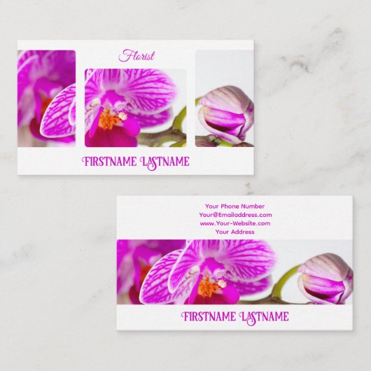 花屋と花の専門家のための美しい蘭 名刺 (正面/裏面)