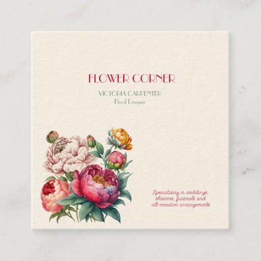 花屋のシャクヤク スクエア名刺 (正面)