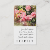 花屋の名刺を結婚するピンクの花 名刺 (裏面)
