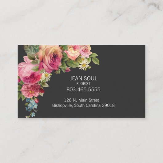 花屋の編集可能名刺 名刺 (裏面)