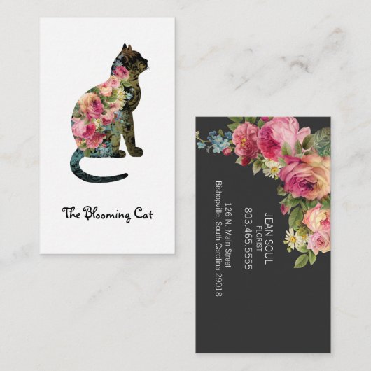 花屋の編集可能名刺 名刺 (正面/裏面)