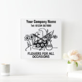 花屋または花屋の漫画の時計 スクエア壁時計 (ホーム)