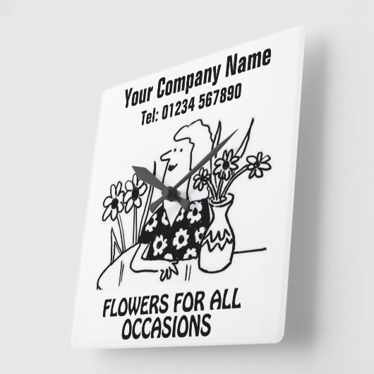 花屋または花屋の漫画の時計 スクエア壁時計 (傾斜)