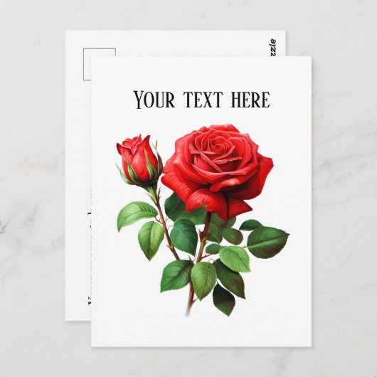花屋エレガントまたは庭師レッドローズ ポストカード (正面/裏面)