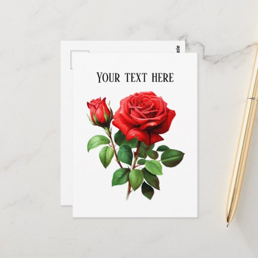 花屋エレガントまたは庭師レッドローズ ポストカード (正面/裏面インサイチュ)