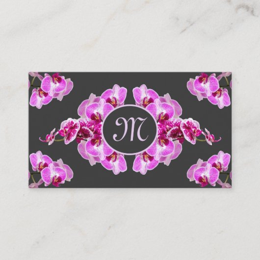 花屋オーキッドフラワーモノグラム書道QRコード 名刺 (正面)