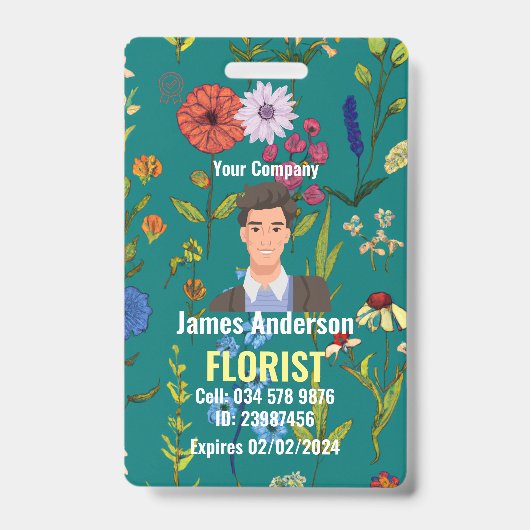 花屋カスタマイズさん従業員IDバッジ バッジ (表面)