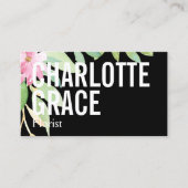 花屋ピンクの花をテーマにパーソナライズされたした 名刺 (正面)