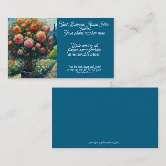 花屋フラワーアレンジメントバラトピアリーヴァンゴッホ 名刺 (正面/裏面)