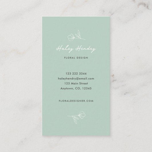 花屋モダンミニマルフローラ緑 名刺 (裏面)